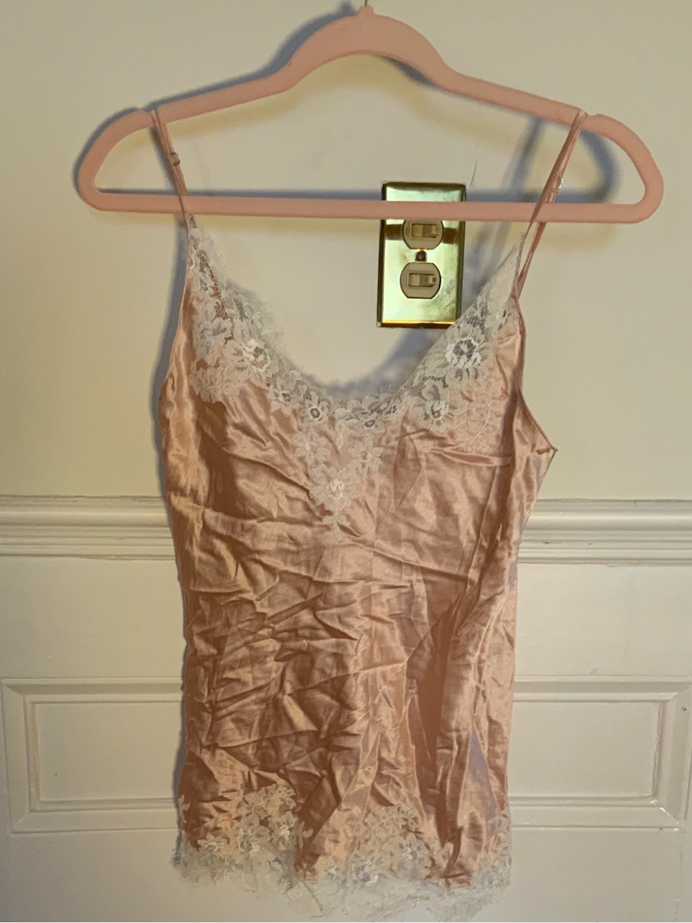 I.D. Sarrieri Blush Pink Silk Satin Lace Camisole Lingerie